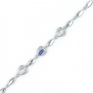 92.5 Blue Stoned Sterling Silver Bracelet Collection For Girl's